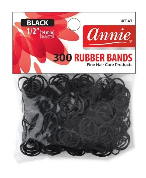 Annie 300Pc Rubber Bands Black Medium