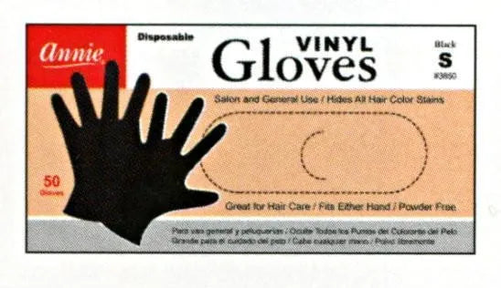 Annie Powder Free Black Vinyl Gloves 50Pc